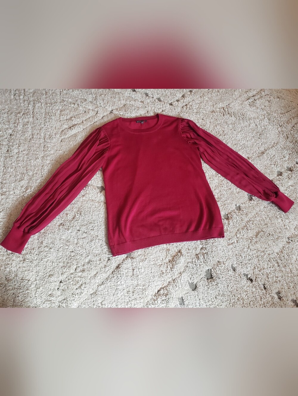 Adrianna Papell Knit Sweater Top Chiffon Sleeves Small EUC
